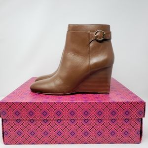 TORY BURCH Sofia 85mm Leather Wedge Ankle Bootie